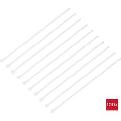 TRU COMPONENTS TC-12814156, stahovací pásky, 4.8 mm, 300 mm, přírodní, s kovovým jazýčkem, chemická odolnost, 100 ks