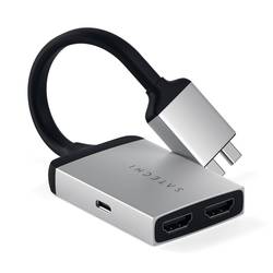 Satechi ST-TCDHAS USB-C® / HDMI adaptér [2x USB-C® zástrčka - 2x HDMI zásuvka] stříbrná, černá 4K UHD 15.6 cm