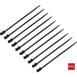 TRU COMPONENTS TC-12814208, stahovací pásky, 4.8 mm, 200 mm, černá, odolná vůči UV záření, se šroubovacím soklem, 100 ks