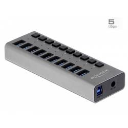 Delock 63670 10 portů USB-C® (USB 3.1) Multiport hub šedá