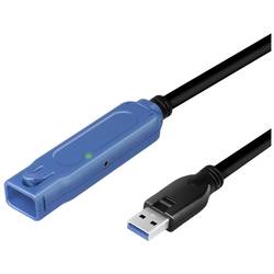 LogiLink USB kabel USB 3.2 Gen1 USB-A zásuvka, USB-A zástrčka 10 m černá, modrá Aktivní se zesílením signálu UA0177