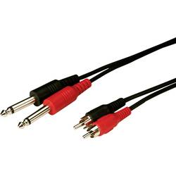 Monacor MCA-154 audio propojovací kabel [2x cinch zástrčka - 2x jack zástrčka 6,3 mm (mono)] 1.5 m černá