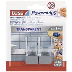 tesa POWERSTRIPS® Lepicí háček velký transparentní, chrom Množství: 2 ks