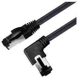 Maxtrack TI52-1L RJ45 síťové kabely, propojovací kabely CAT 8.1 S/FTP 1 m černá 90° zatočeno doleva, jednoduché stínění 1 ks