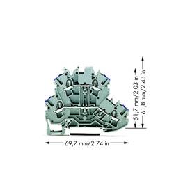WAGO 2002-2208 dvojitá průchodková svorka 5.20 mm pružinová svorka osazení: L šedá 50 ks