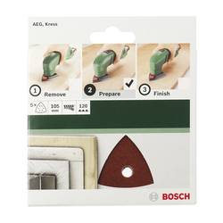 Bosch Accessories 2609256A60 sada brusného papíru pro delta brusky na suchý zip, s otvory Zrnitost 60, 120, 240 Rozměr přes roh 105 mm 1 sada