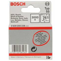 Bosch Accessories 2609200226 sponky s úzkým hřbetem Typ 55 3000 ks Rozměry (d x š) 19 mm x 6 mm