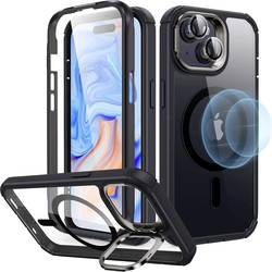 ESR Armor Tough HaloLock Case + Stash Stand zadní kryt na mobil Apple iPhone 15 Plus transparentní, černá Kompatibilní s MagSafe