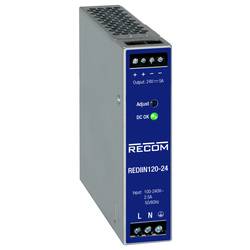 RECOM REDIIN120-24 síťový zdroj na DIN lištu, 24 V, 5 A, 120 W, výstupy 1 x