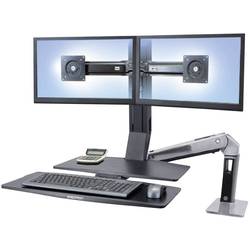 Ergotron WorkFit-A 2násobný držák na stůl pro monitor 25,4 cm (10) - 61,0 cm (24) černá, hliník (leštěný) nastavitelná výška, odkládací místo na klávesnici,