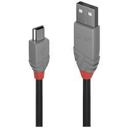 LINDY USB kabel USB 2.0 USB-A zástrčka, USB Mini-B zástrčka 0.50 m černá, šedá 36721