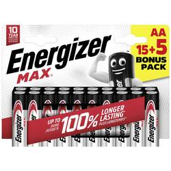 Energizer Max tužková baterie AA alkalicko-manganová 1.5 V 20 ks