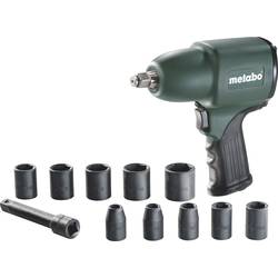 Metabo DSSW 360 Set 604118500 pneumatický rázový šroubovák Typ uchycení nástroje: vnější čtyřhran 1/2 (12,5 mm) Točivý moment (max.): 360 Nm vč. příslušenství