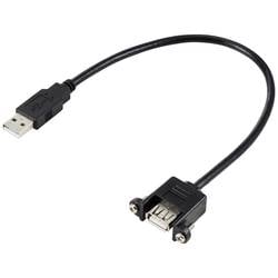 Renkforce USB kabel USB 2.0 USB-A zástrčka, USB-A zásuvka 0.25 m černá Pro vestavbu, lze šroubovat RF-5720402