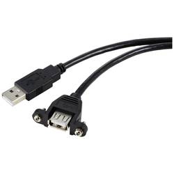 Renkforce USB kabel USB 2.0 USB-A zástrčka, USB-A zásuvka 1.00 m černá Pro vestavbu, lze šroubovat RF-5720386