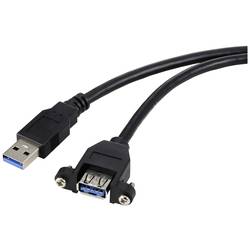 Renkforce USB kabel USB 3.0 USB-A zástrčka, USB-A zásuvka 1.00 m černá Pro vestavbu, lze šroubovat RF-5720388