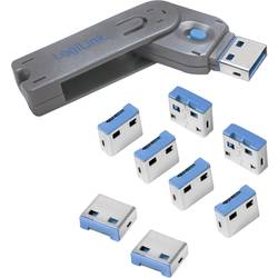 LogiLink zámek portu USB AU0045 sada 8 ks stříbrná, modrá vč. 1 klíče AU0045