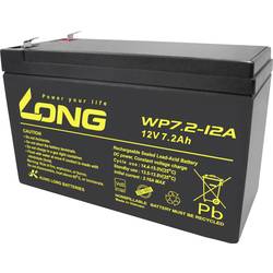 Long WP7.2-12A/F2 WP7.2-12A/F2 olověný akumulátor 12 V 7.2 Ah olověný se skelným rounem (š x v x h) 151 x 102 x 65 mm plochý konektor 6,35 mm VDS certifikace ,