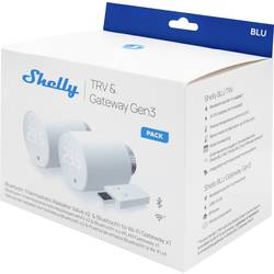 Shelly 2x Blu TRV & Blu Gateway Gen3 Gateway, termostatická hlavice na radiátor Bluetooth Low Energy, Wi-Fi