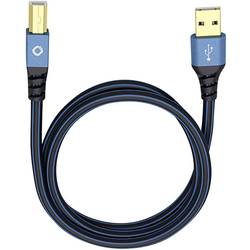 USB 2.0 [1x USB 2.0 zástrčka A - 1x USB 2.0 zástrčka B] 10.00 m modrá pozlacené kontakty Oehlbach USB Plus B