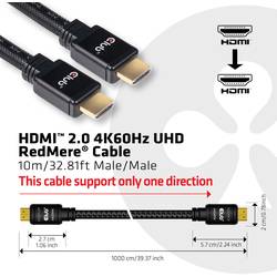 club3D HDMI kabel Zástrčka HDMI-A, Zástrčka HDMI-A 10.00 m černá CAC-2313 4K UHD, samozhášecí HDMI kabel