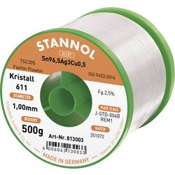 Stannol Kristall 611 Fairtin bezolovnatý pájecí cín bez olova Sn96,5Ag3Cu0,5 REM1 500 g 1 mm