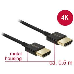 Delock HDMI kabel Zástrčka HDMI-A, Zástrčka HDMI-A 0.50 m černá 84786 4K UHD, pozlacené kontakty HDMI kabel