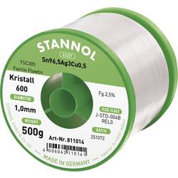 Stannol Kristall 600 Fairtin bezolovnatý pájecí cín bez olova Sn96,5Ag3Cu0,5 REL0 500 g 1 mm