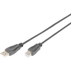 Digitus USB kabel USB 2.0 USB-A zástrčka, USB-B zástrčka 0.50 m černá kulatý, dvoužilový stíněný AK-300105-005-S