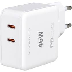 Vivanco TCVVDUALUSBPD20_25W nabíječka na telefon USB-C® s funkcí rychlonabíjení 45 W bílá