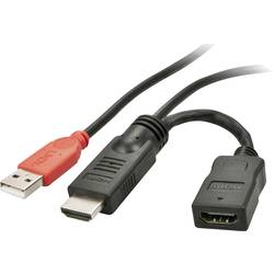 LINDY HDMI napájecí kabel Zástrčka HDMI-A, USB-A zástrčka, Zásuvka HDMI-A 0.15 m černá 41080 HDMI kabel