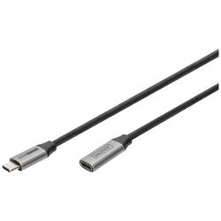 Digitus USB kabel USB 3.2 Gen1 (USB 3.0 / USB 3.1 Gen1) USB-C®, USB-C ® zásuvka, USB-C ® zástrčka 1.00 m černá flexibilní provedení, stíněný, s USB