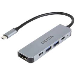 Dicota Zubehör PC 5 portů USB-C® (USB 3.1) Multiport hub s hliníkovým krytem, s konektorem USB C, UHD stříbrná