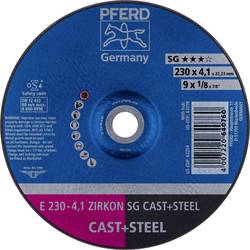 PFERD 62218310 E 230-4,1 ZIRKON SG CAST+STEEL brusný kotouč lomený Průměr 230 mm Ø otvoru 22.23 mm Šedá / tvárná litina, ocel, ocelový odlitek 10 ks