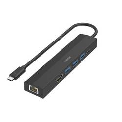 Hama 6 portů USB 3.0 hub s portem pro rychlé nabíjení, s konektorem USB C, UHD černá