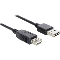 Delock USB kabel USB 2.0 USB-A zástrčka, USB-A zásuvka 3.00 m černá oboustranně zapojitelná zástrčka, pozlacené kontakty, UL certifikace 83372