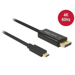 Delock USB-C® / DisplayPort kabelový adaptér USB-C ® zástrčka, Konektor DisplayPort 1.00 m černá 85255 pozlacené kontakty Kabel pro displeje USB-C®