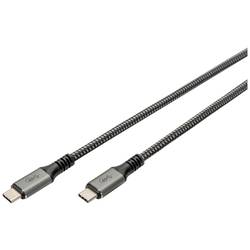 Digitus Kabel USB-C USB 4.0 USB-C ® zástrčka 3.00 m černá stínění pletivem, stíněný, odolné proti roztržení, kulatý, 8K UHD DB-300443-030-S