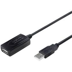 LogiLink USB kabel USB 2.0 USB-A zástrčka, USB-A zásuvka 10.00 m černá UA0143