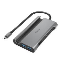 Hama 7 portů USB 3.0 hub s portem pro rychlé nabíjení, s konektorem USB C, UHD šedá