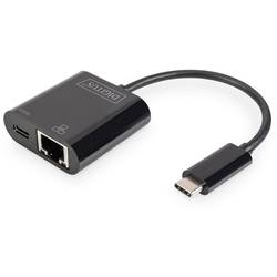 Digitus USB-C®, RJ45 adaptér [1x USB-C® zástrčka - 1x RJ45 zásuvka, USB-C® zásuvka] DN-3027 vč. zásuvky RJ45, s nabíjecí zásuvkou , s USB