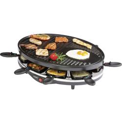 DOMO DO9038G raclette gril funkce grilování, nepřilnavý povlak, indikátor, 8 pánví černá