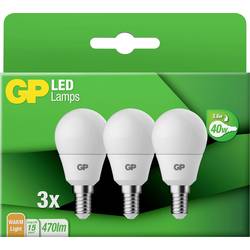 GP GPMGLE14STD854C3 LED Energetická třída (EEK2021) F (A - G) E14 kulatý tvar 5.6 W = 40 W teplá bílá (Ø x d) 45 mm x 84 mm 3 ks