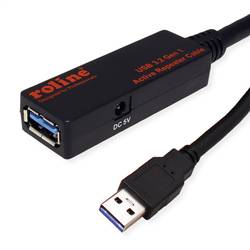 Roline USB kabel USB 3.2 Gen1 (USB 3.0 / USB 3.1 Gen1) USB-A zástrčka, USB-A zásuvka 20.00 m černá 12.04.1072