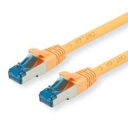 Value 21.99.1934 RJ45 síťové kabely, propojovací kabely CAT 6A S/FTP 0.30 m žlutá dvoužilový stíněný, bez halogenů, samozhášecí 1 ks