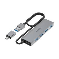 Hama 4 porty USB 3.0 hub s konektorem USB C šedá