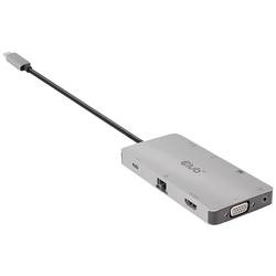 club3D CSV-1594 9 portů USB 3.1 Gen 1 hub s vestavěnou síťovou přípojkou, se zabudovanou čtečkou SD karet, s konektorem USB C stříbrná