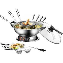 Unold Asia Fondue fondue 1350 W 2 samostatné regulátory teploty, 6 napichovátek na fondue, funkce grilování nerezová ocel