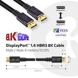 club3D DisplayPort kabel Konektor DisplayPort, Konektor DisplayPort 4.00 m černá CAC-1069B 8K UHD Kabel DisplayPort