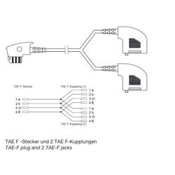 Shiverpeaks telefonní Y adaptér [1x telefonní zástrčka TAE-F - 2x telefonní spojka TAE-F] 0.2 m černá